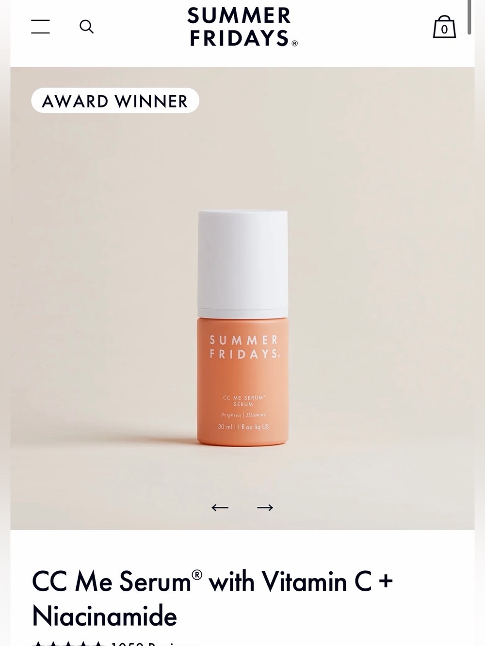 Summer Fridays Vitamin C Serum Box - Peach and White